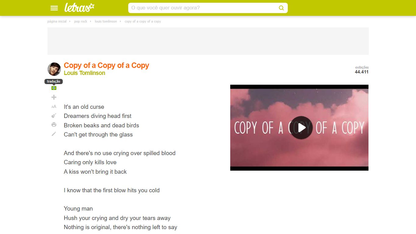 Copy of a Copy of a Copy - Louis Tomlinson - LETRAS.MUS.BR